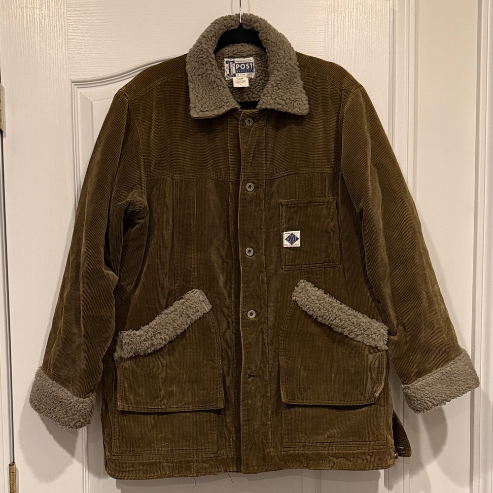Japanese vintage designer Men's olive Corduroy Jacket with sherling